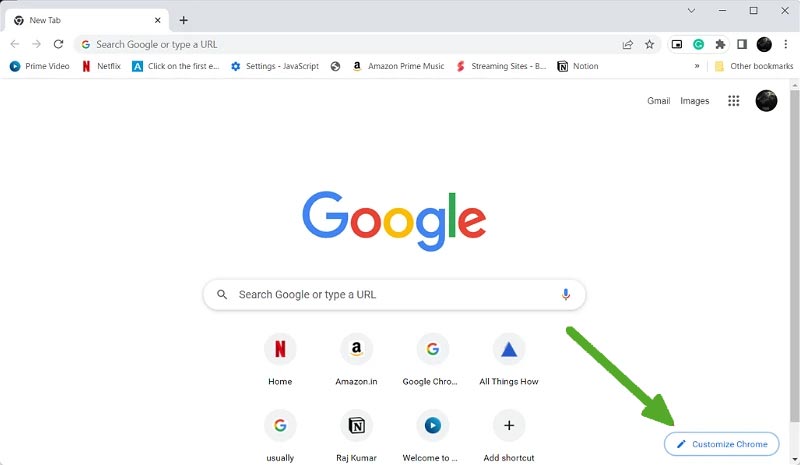 شخصی سازی صفحه اصلی در Google Chrome